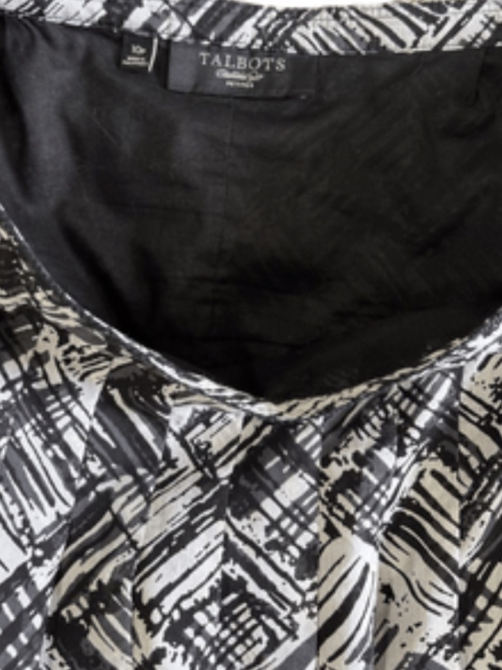 Talbots Fully Lined Black/Ivory Skirt Black Border Hem, Sz 10P, Classic Elegance - Picture 2 of 4